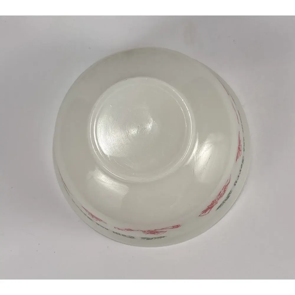 VTG Tom and Jerry Milk Glass Punch Bowl Set 5 Cups Hazel Atlas Christmas Cheers